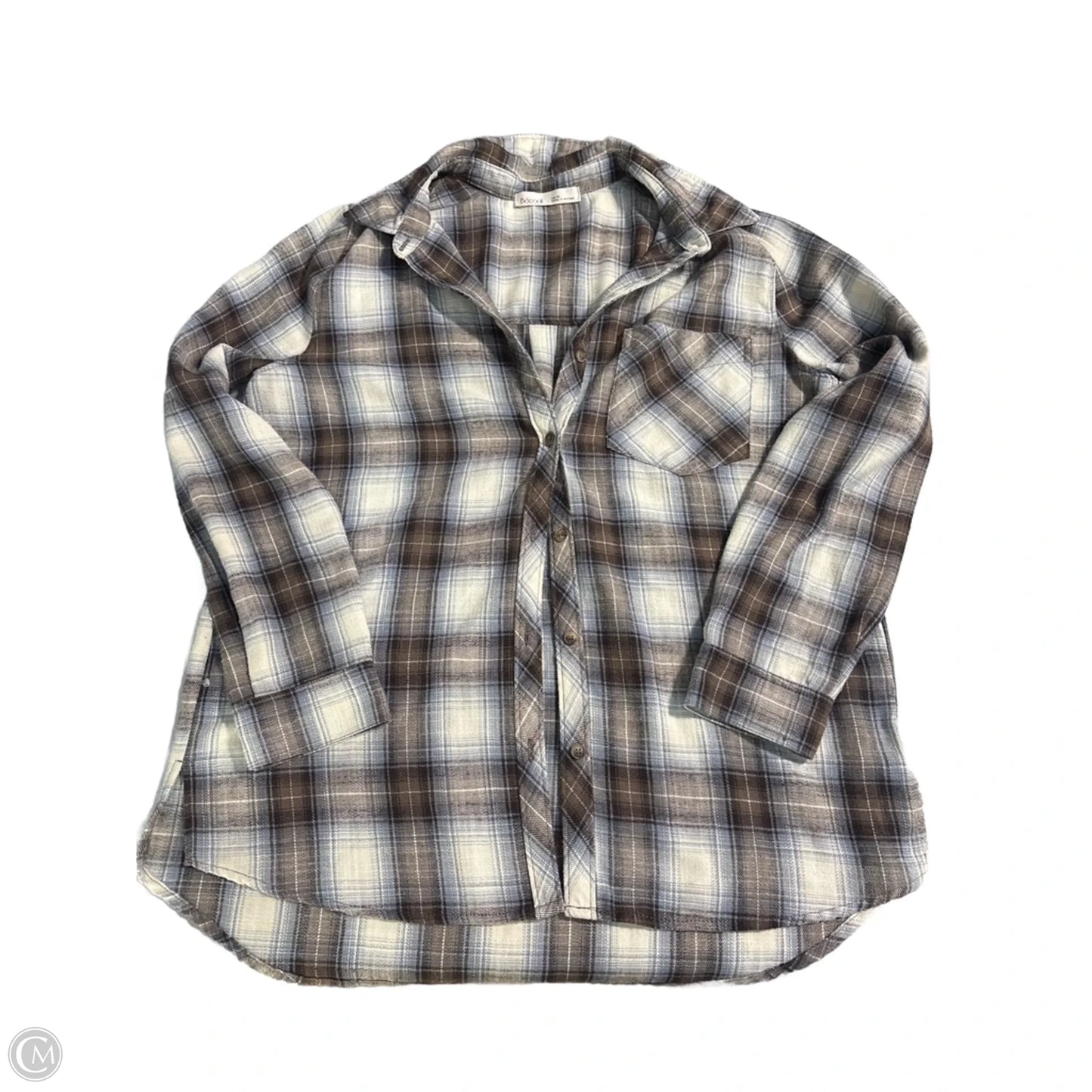 Top Long Sleeve By Be Cool In Plaid Pattern, Size: M