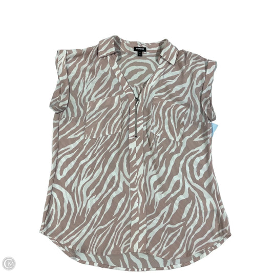 Top Short Sleeve By Express In Animal Print, Size: M