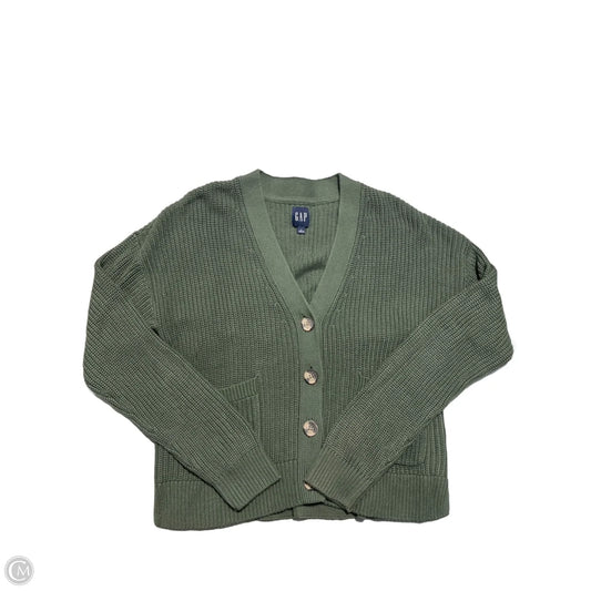 Sweater Cardigan By Gap In Green, Size: L