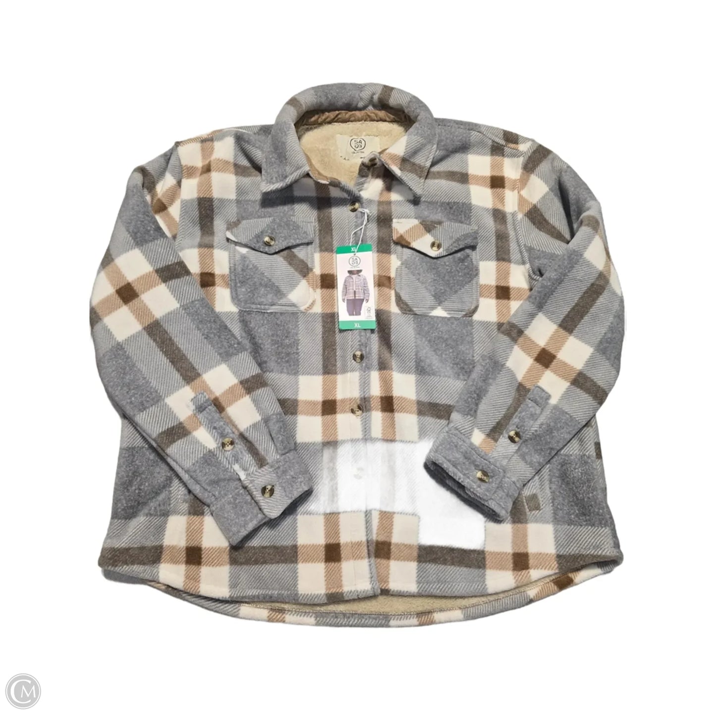 Jacket Shirt By Sage In Grey, Size: Xl