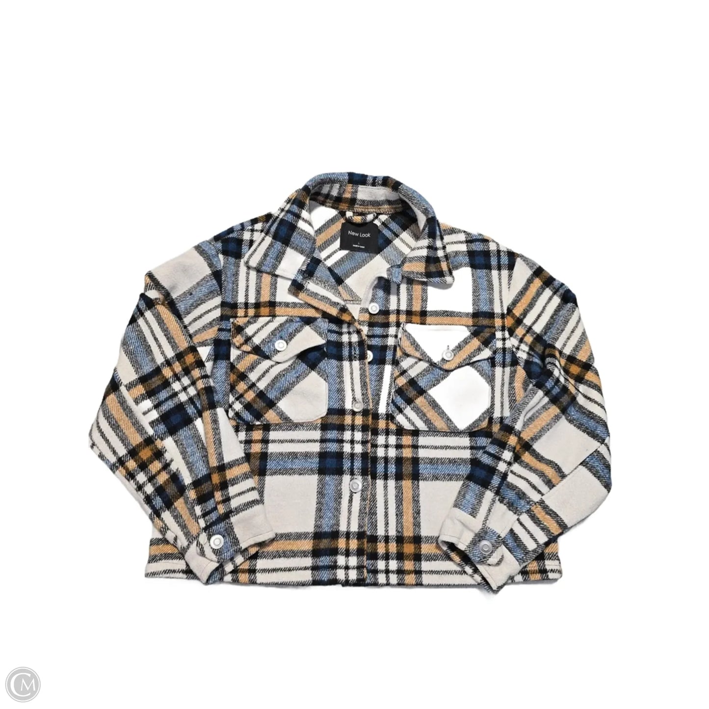 Top Long Sleeve By New Look In Plaid Pattern, Size: L
