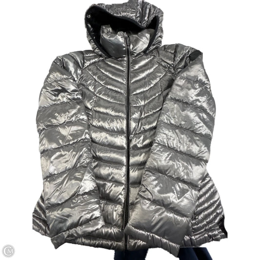 Coat Puffer & Quilted By Calvin Klein In Silver, Size: M