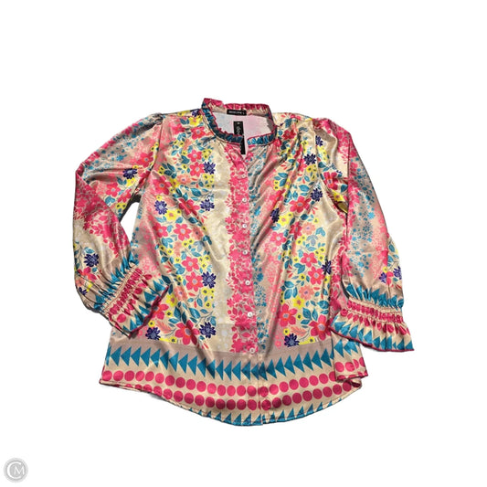 Top Long Sleeve By David Cline In Floral Print, Size: L
