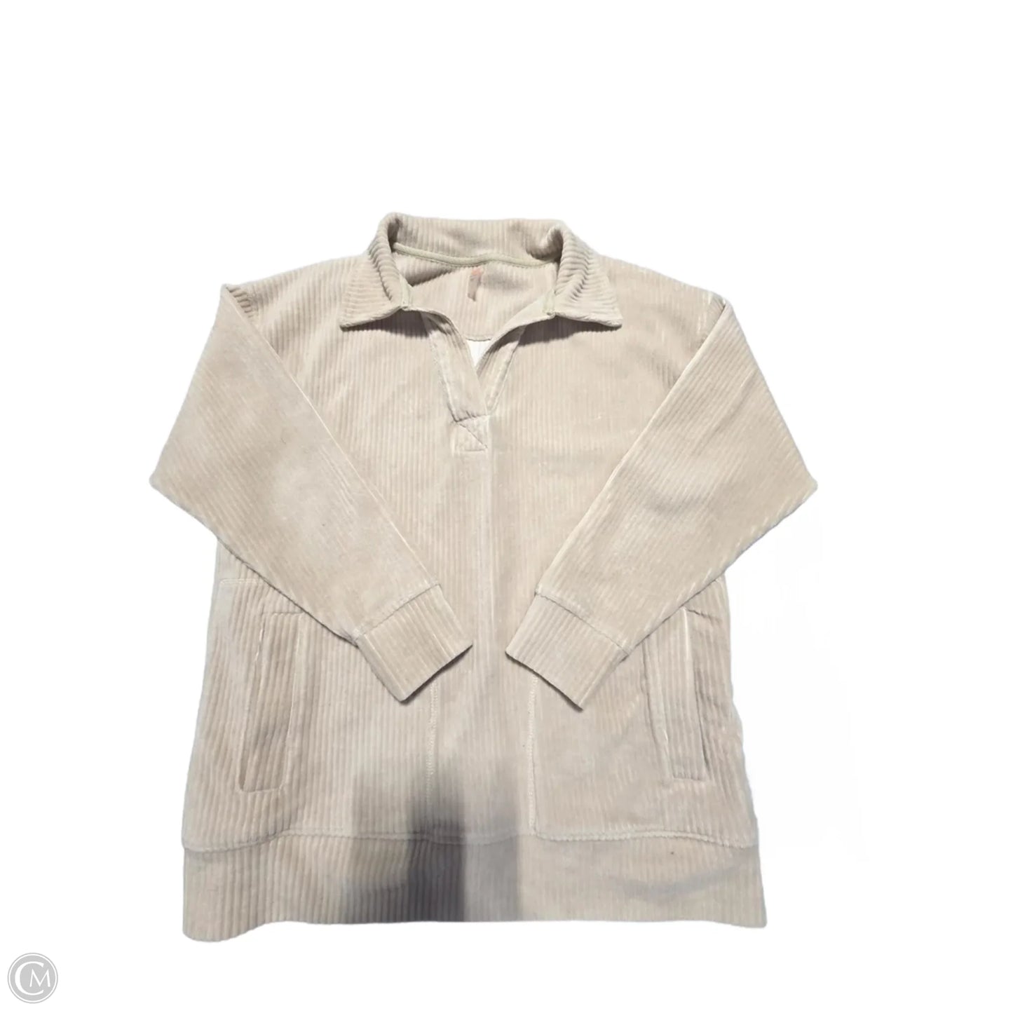 Top Long Sleeve By Mono B In Tan, Size: S