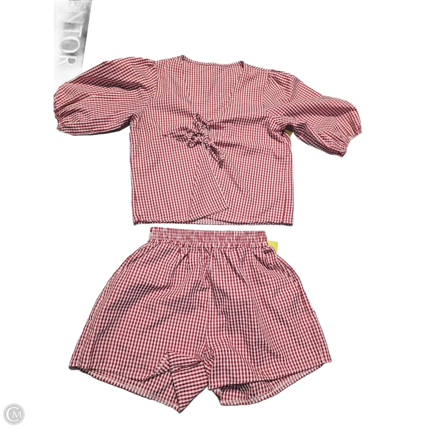 Top 2pc Short Sleeve By Cmf In Checkered Pattern, Size: S