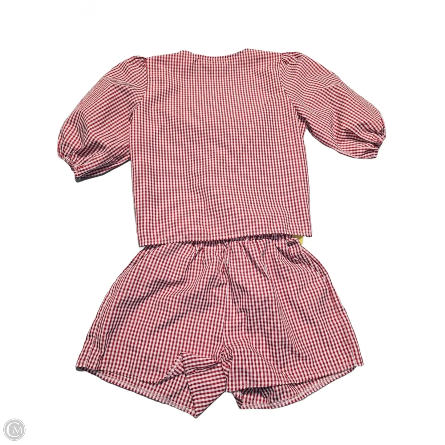 Top 2pc Short Sleeve By Cmf In Checkered Pattern, Size: S