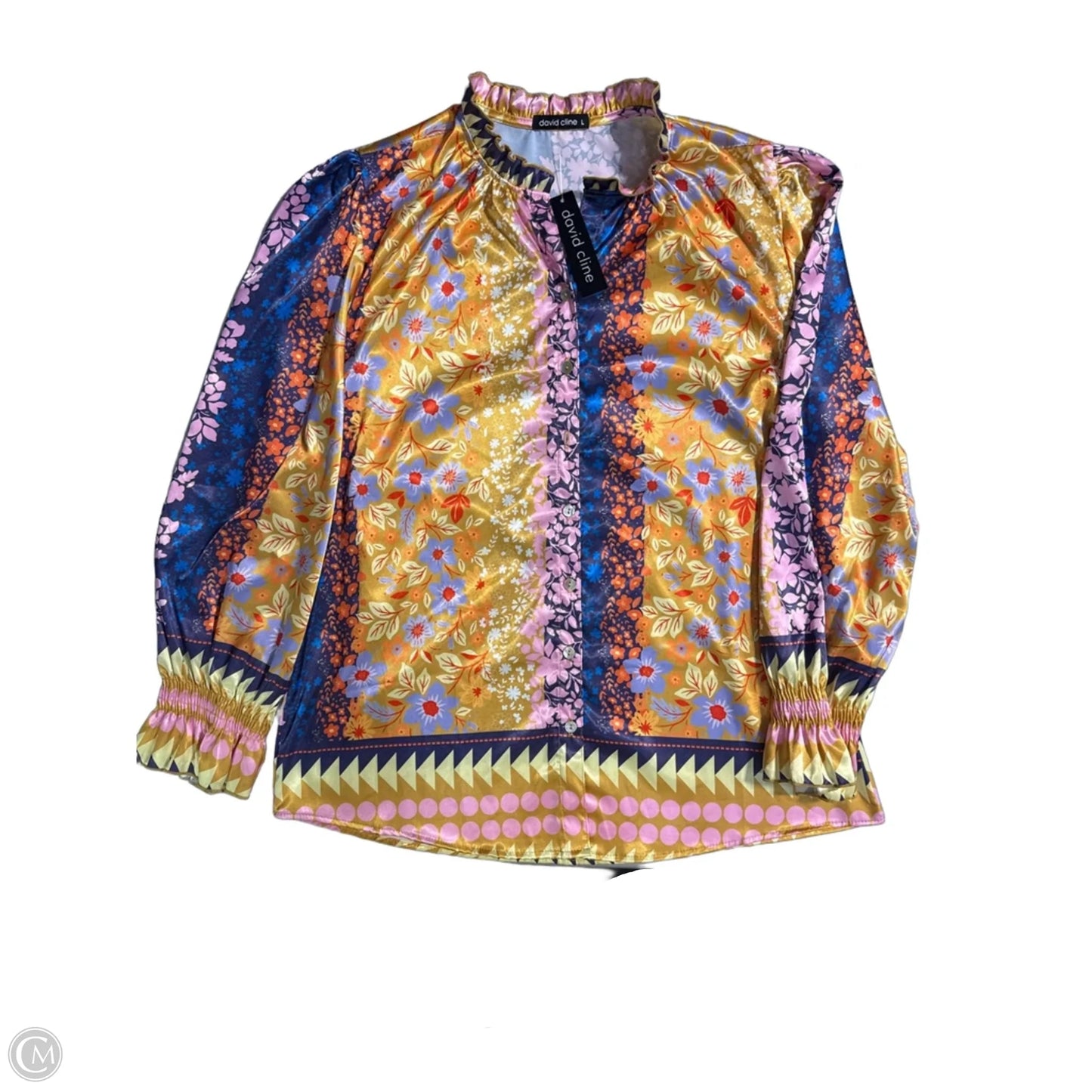 Top Long Sleeve By David Cline In Floral Print, Size: L