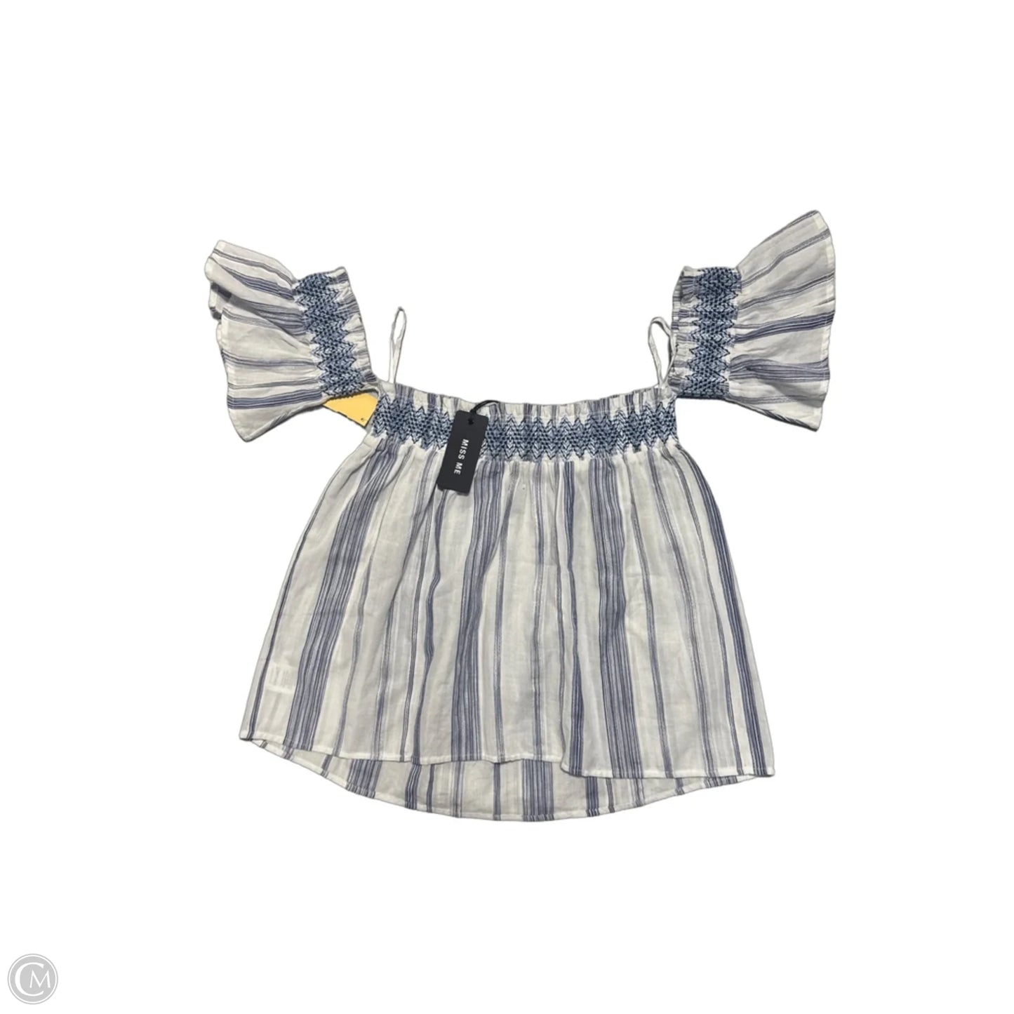 Top Short Sleeve By Miss Me In Blue & White, Size: S