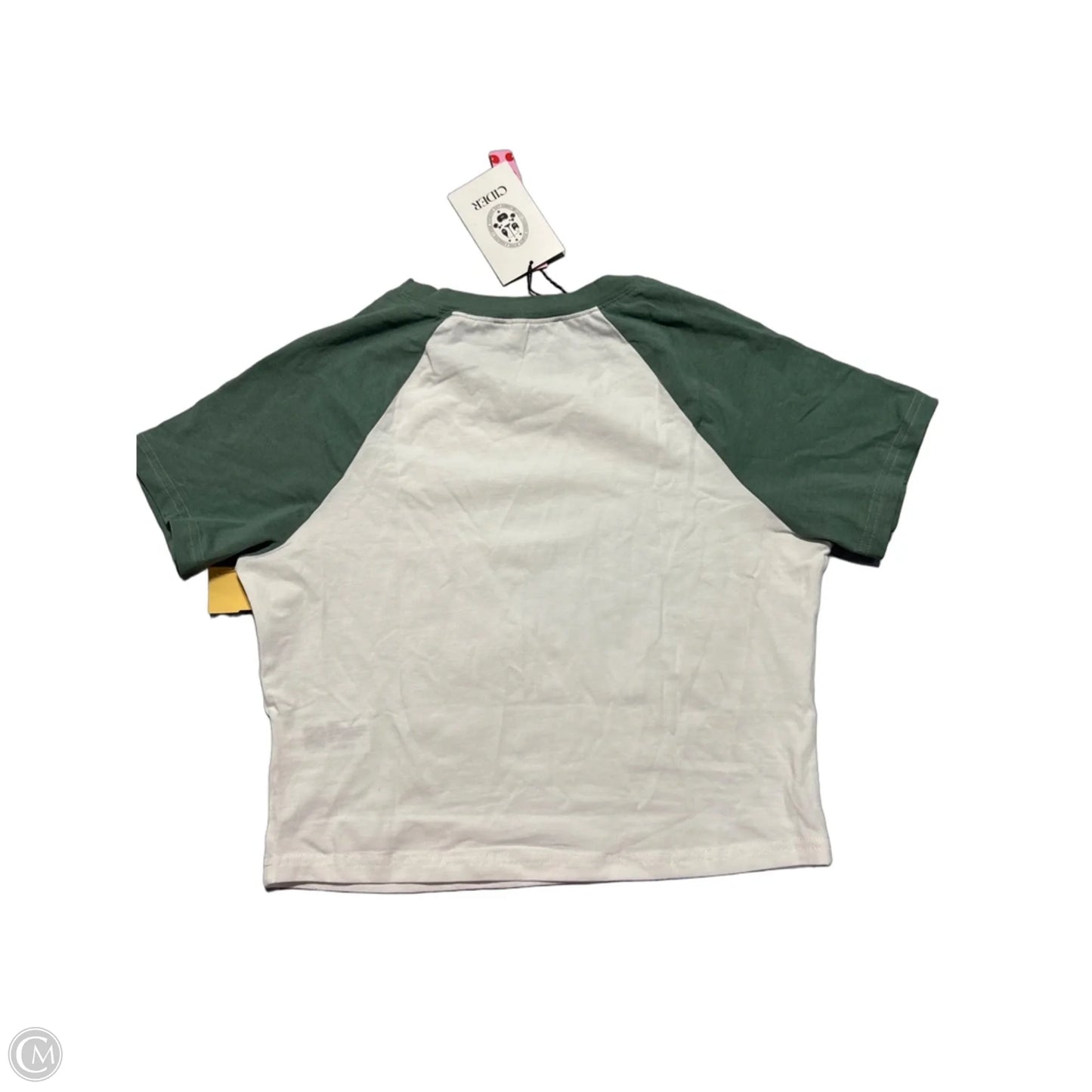 Top Short Sleeve Basic By Cider In Green & White, Size: L