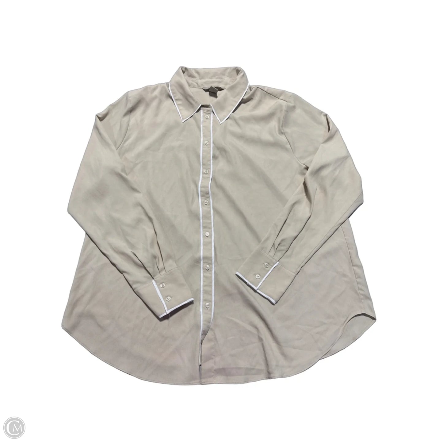 Blouse Long Sleeve By H&m In Tan, Size: Xl