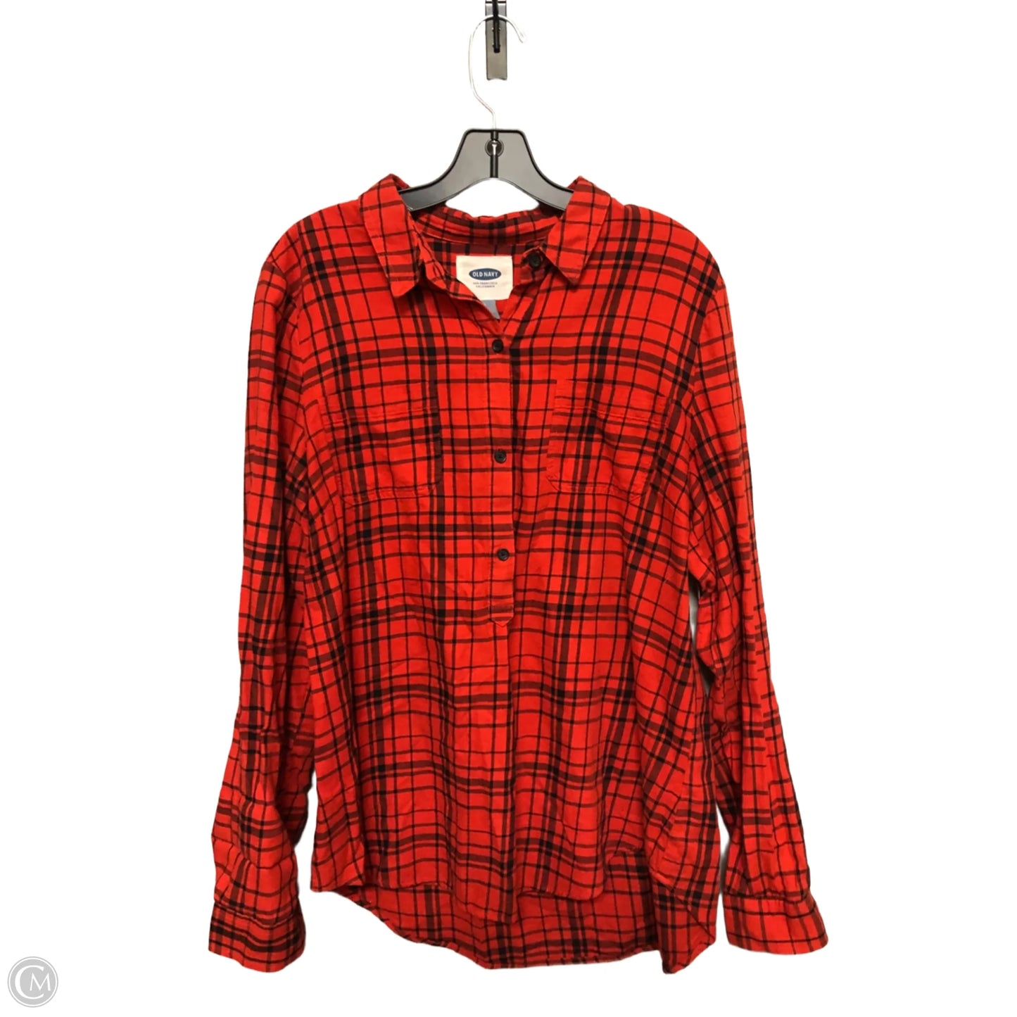 Top Long Sleeve By Old Navy In Plaid Pattern, Size: L