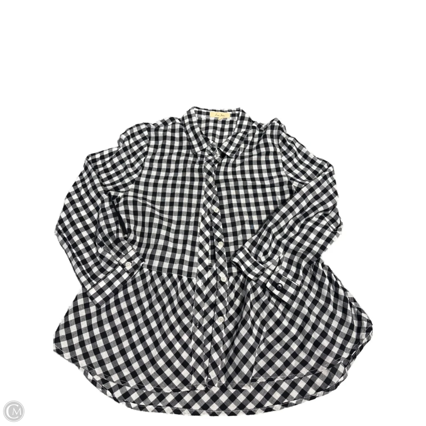 Top Long Sleeve By Love Notes In Checkered Pattern, Size: M