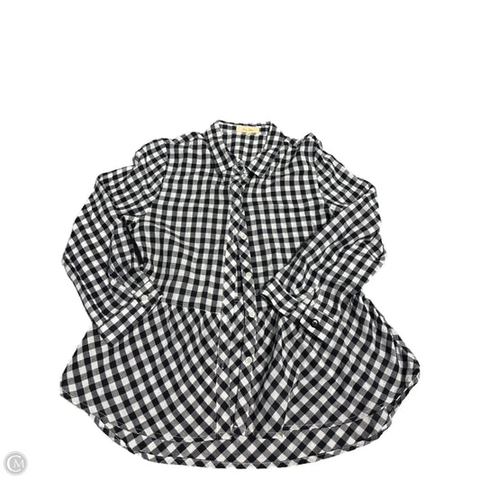 Top Long Sleeve By Love Notes In Checkered Pattern, Size: M
