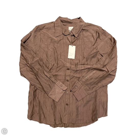 Blouse Long Sleeve By A New Day In Brown, Size: M