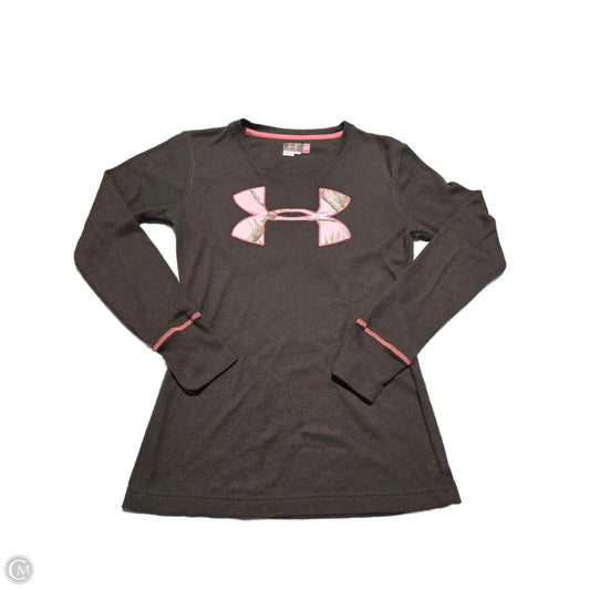 Top Long Sleeve By Under Armour In Brown, Size: M