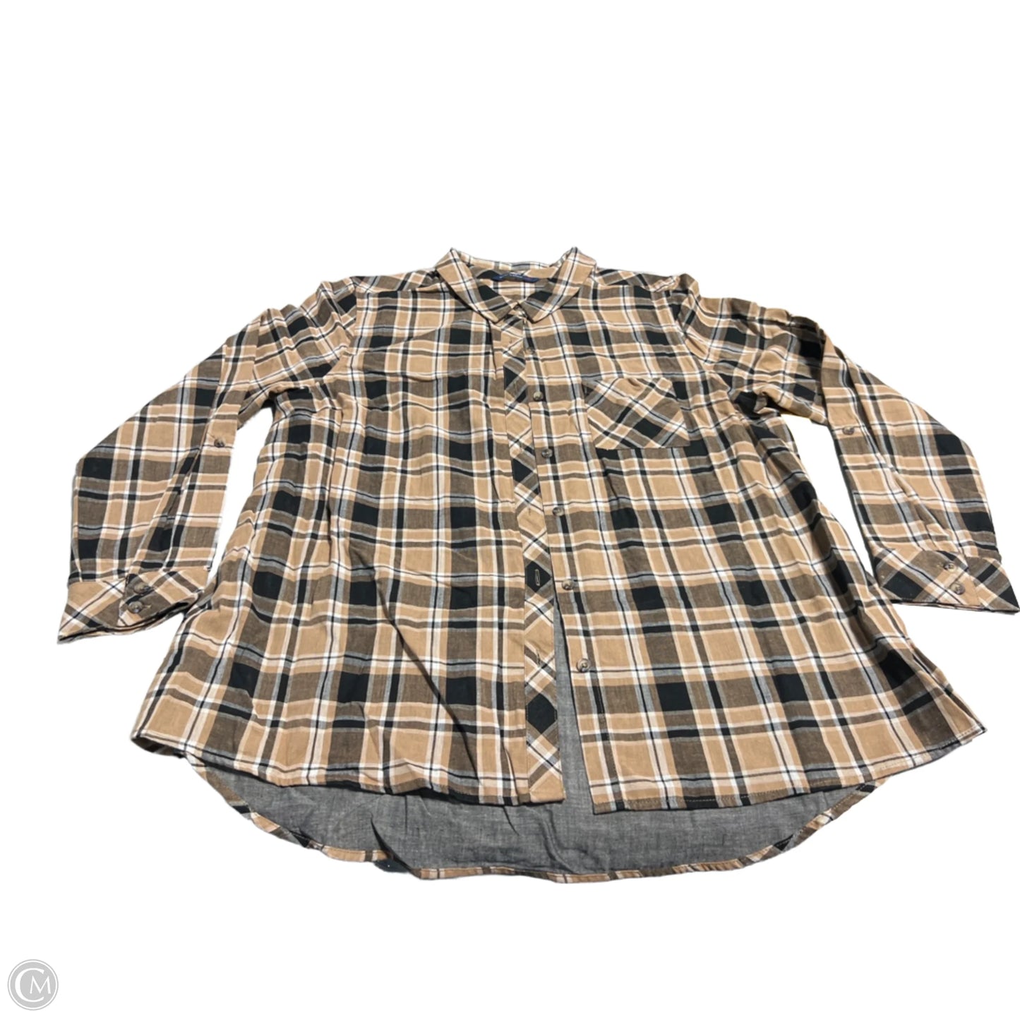 Blouse 3/4 Sleeve By Isaac Mizrahi Live Qvc In Tan, Size: 16