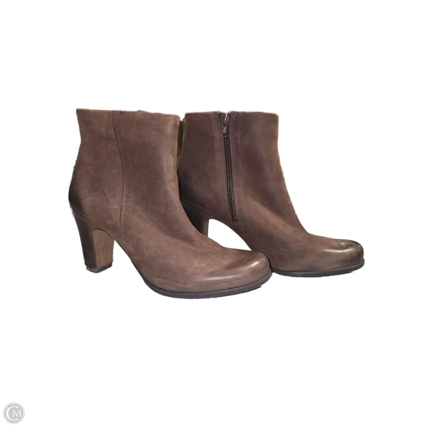 Boots Ankle Heels By Ecco In Brown, Size: 8