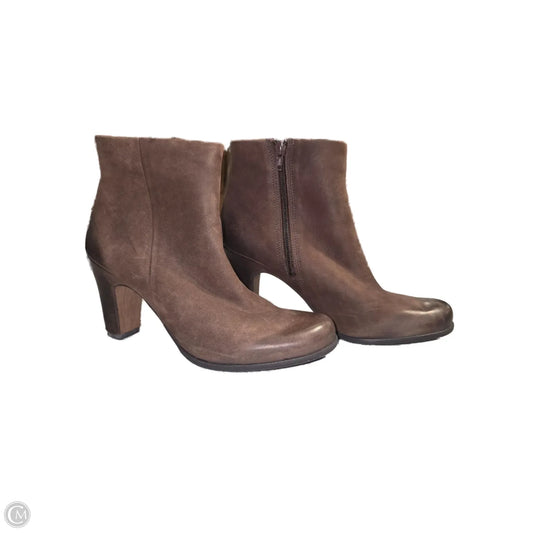 Boots Ankle Heels By Ecco In Brown, Size: 8