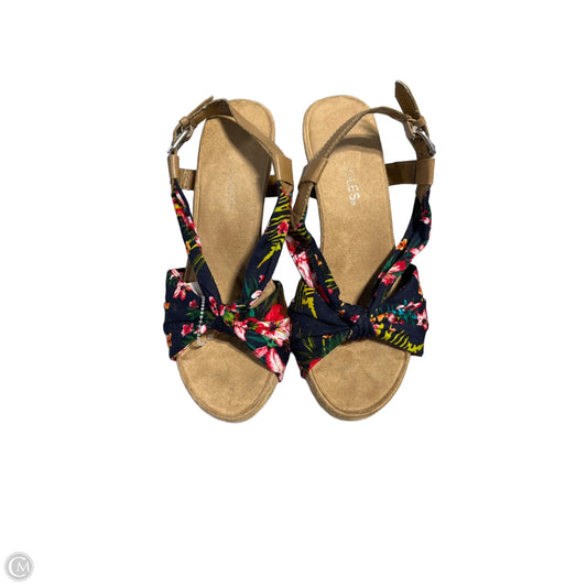 Sandals Heels Wedge By Aerosoles In Floral Print, Size: 7