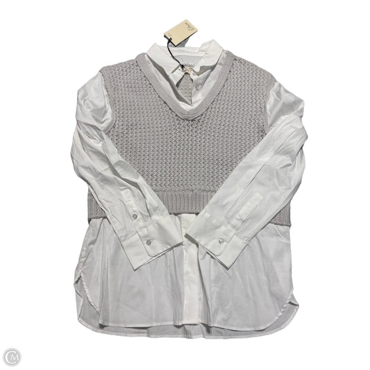 Vest Sweater By Elan In Grey, Size: M