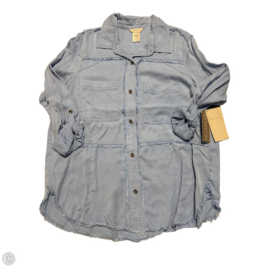Blouse Long Sleeve By Multiples In Blue, Size: S
