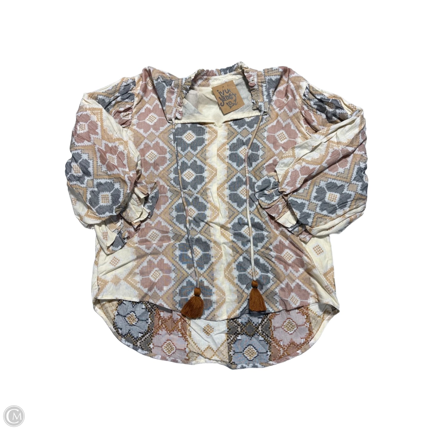 Blouse Long Sleeve By Ivy Jane In Cream & Pink, Size: M
