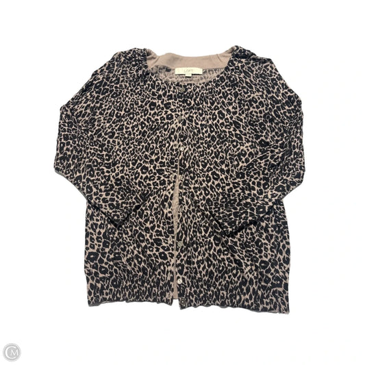 Sweater Cardigan By Loft In Animal Print, Size: M