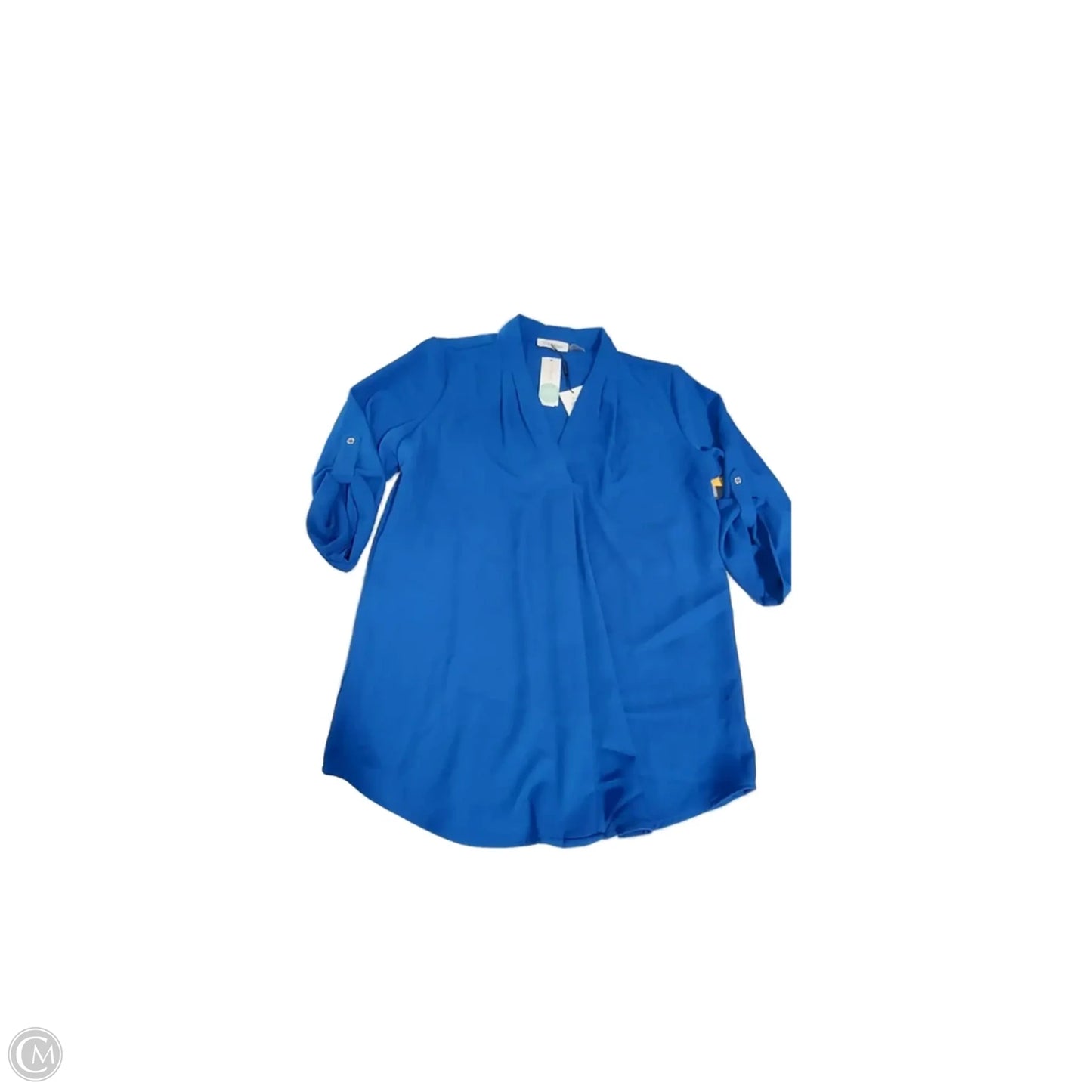 Blouse 3/4 Sleeve By Calvin Klein In Blue, Size: M