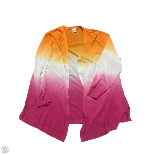 Cardigan By Chicos In Orange & Pink, Size: Xl