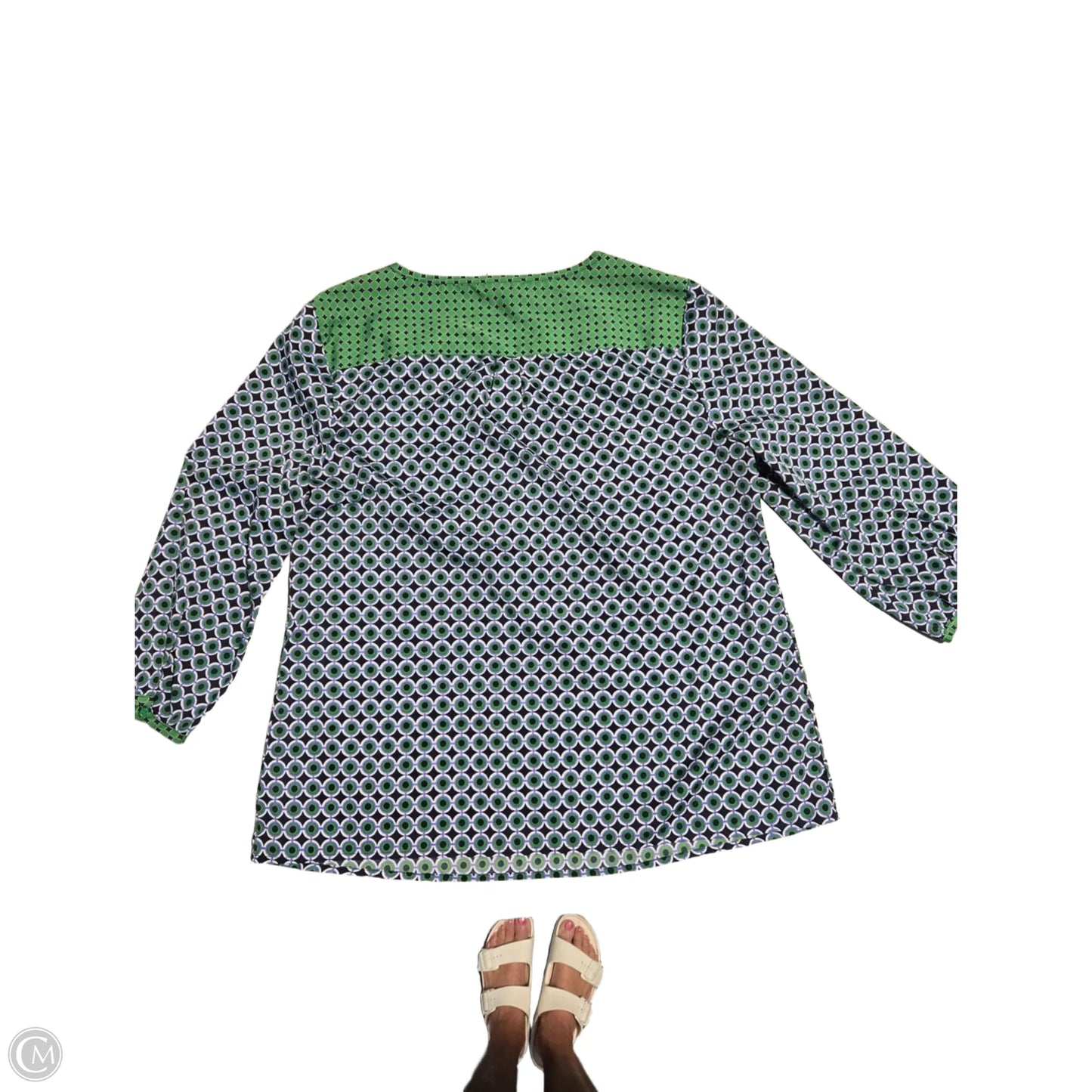Blouse Long Sleeve By Banana Republic In Geometric Pattern, Size: Xl