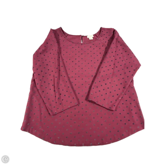 Top 3/4 Sleeve By J. Crew In Maroon, Size: M