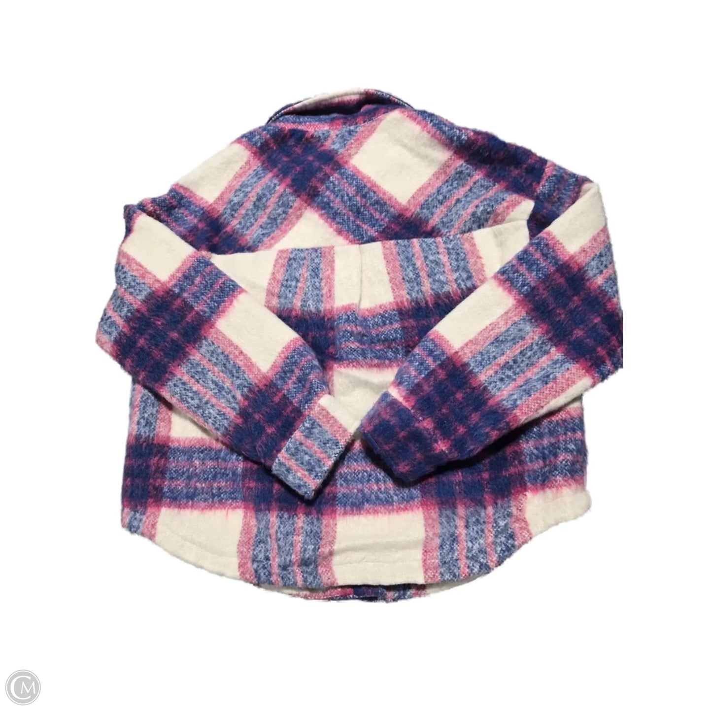 Jacket Shirt By Cmb In Blue & Pink, Size: L