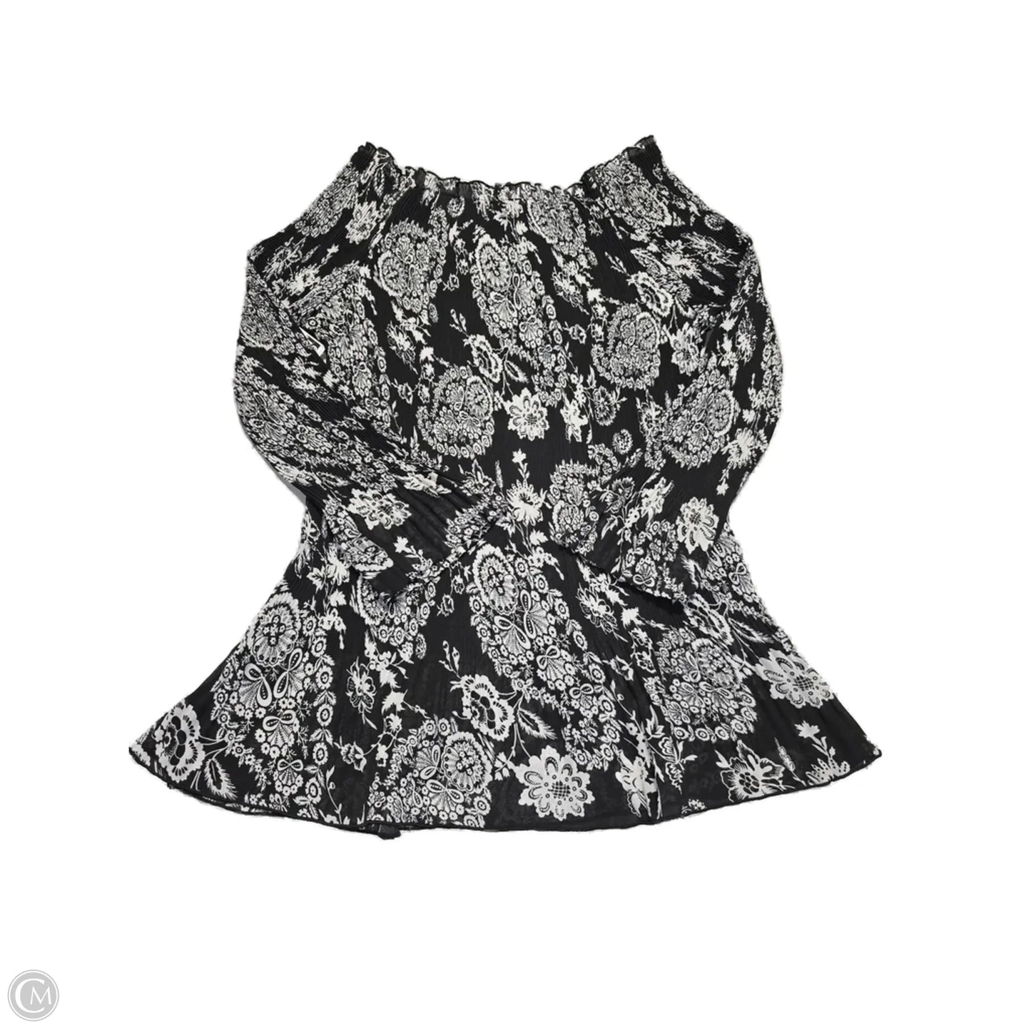 Blouse Long Sleeve By Cme In Black & White, Size: S