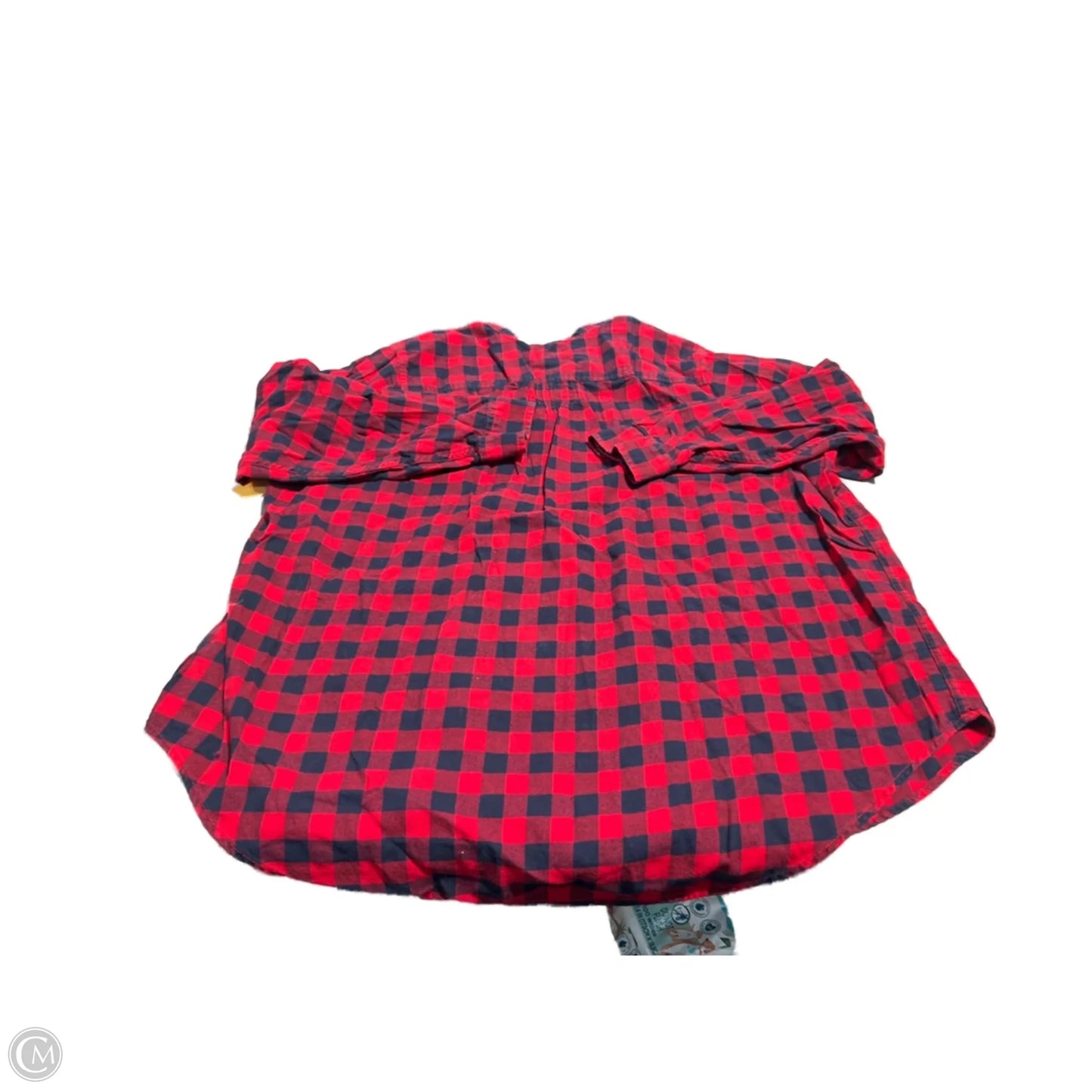 Blouse Long Sleeve By Lands End In Blue & Red, Size: 1x