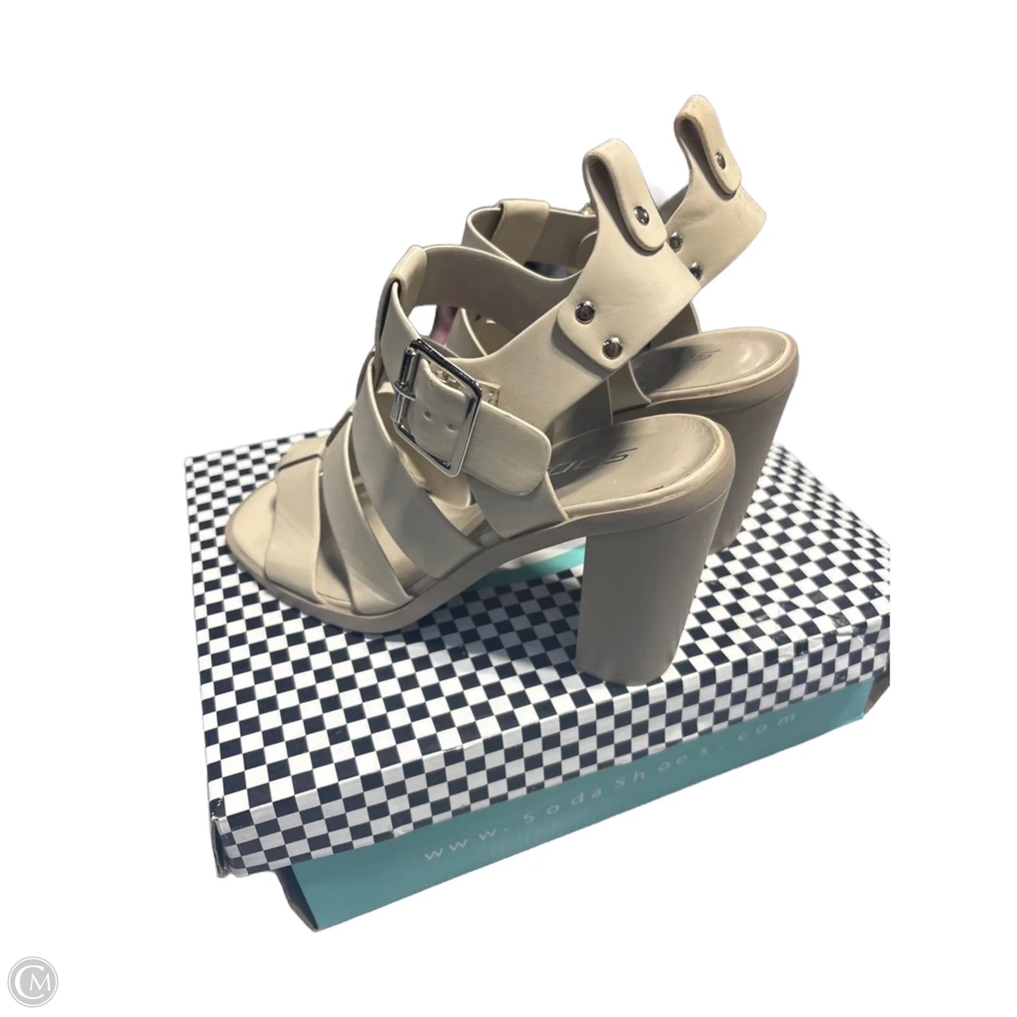 Sandals Heels Block By Soda In Tan, Size: 7