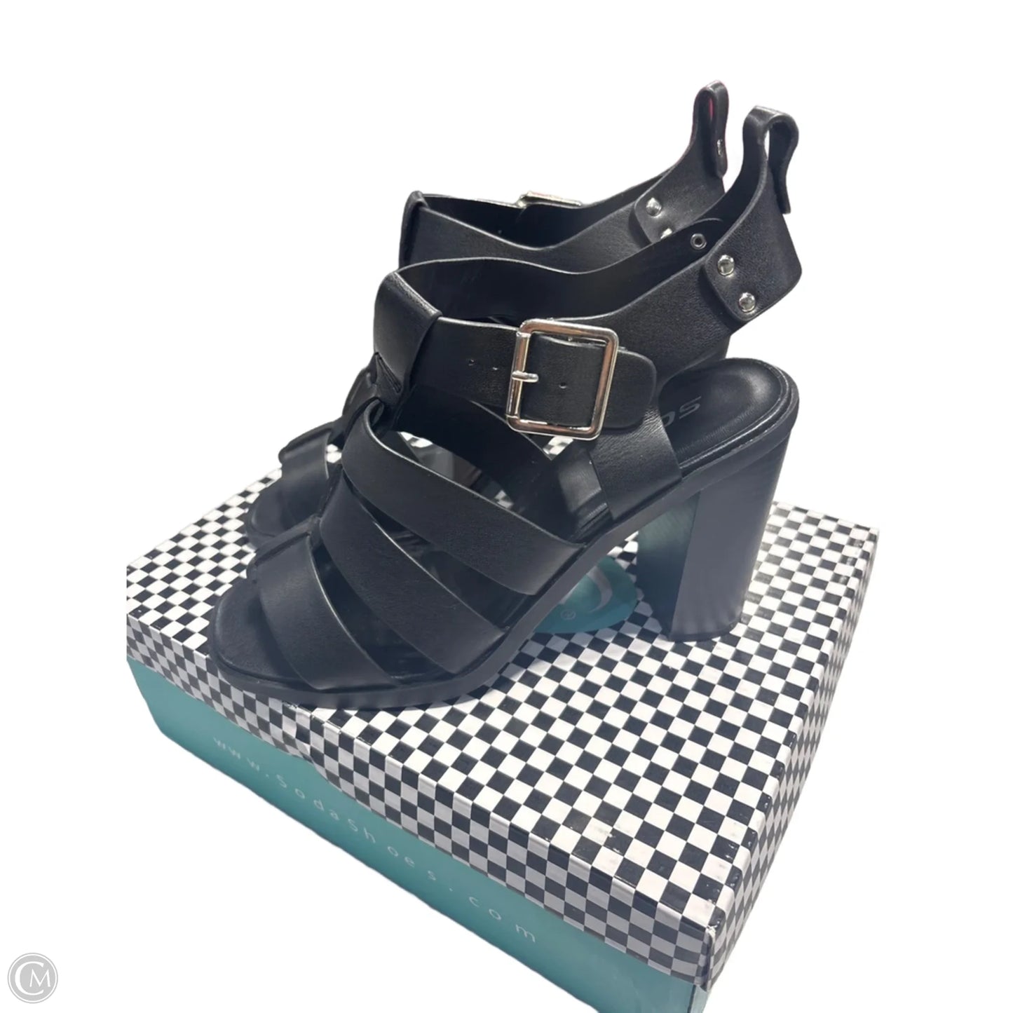 Sandals Heels Block By Soda In Black, Size: 9