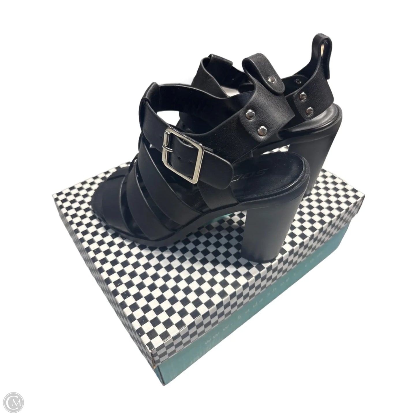 Sandals Heels Block By Soda In Black, Size: 7