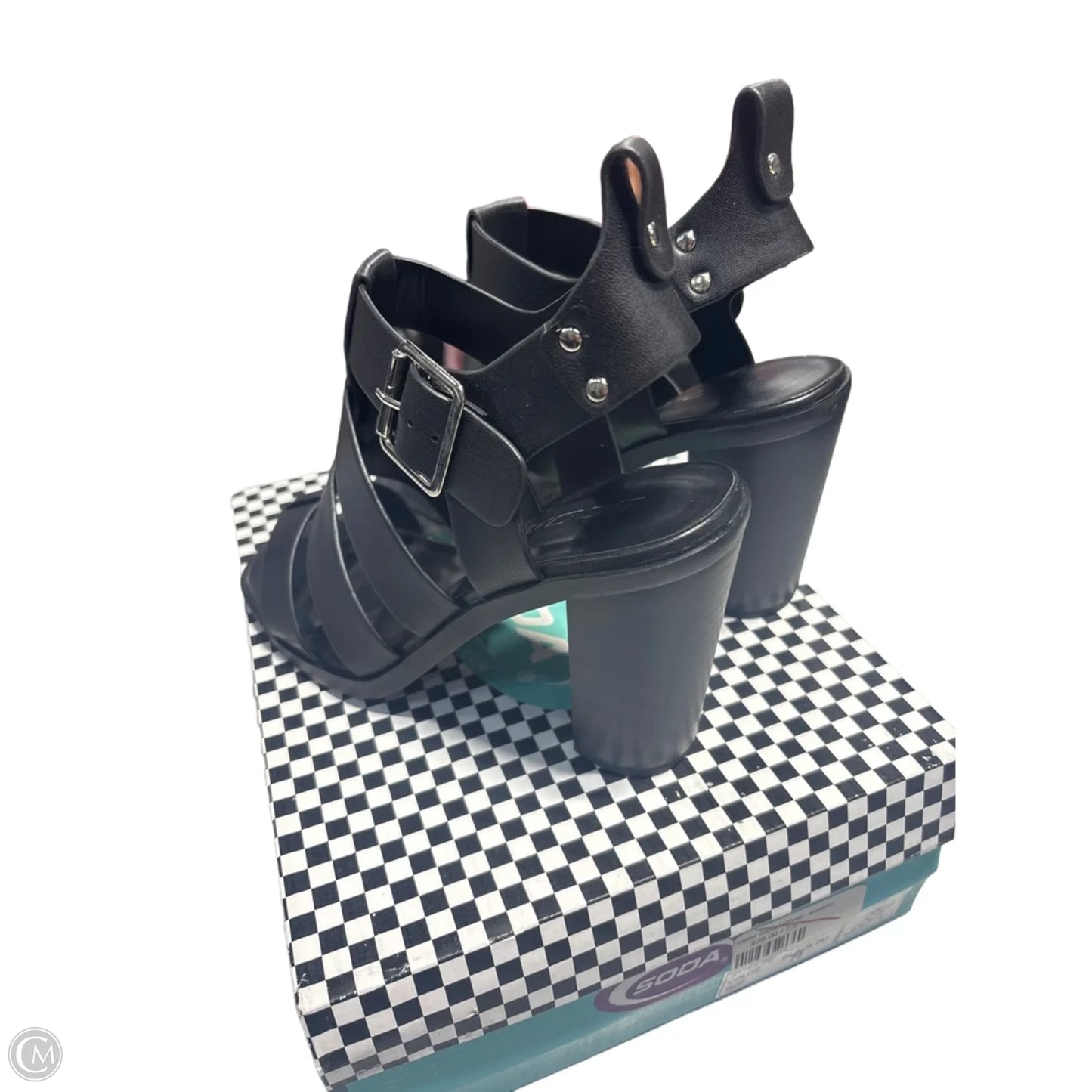 Sandals Heels Block By Soda In Black, Size: 7.5