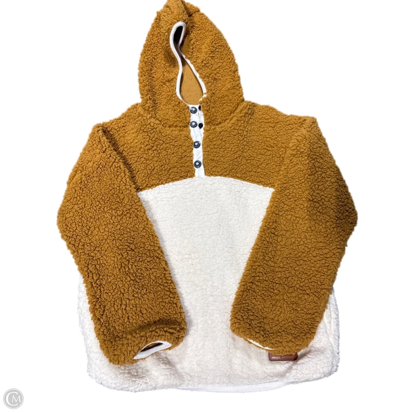 Jacket Fleece By Simply Southern In Cream & Tan, Size: M