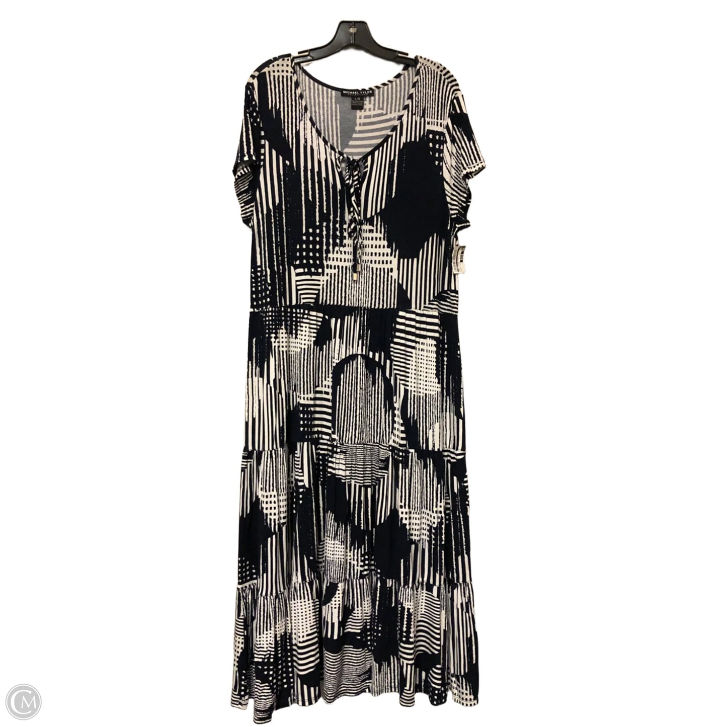 Dress Casual Midi By Michael Tyler Collection In Blue & White, Size: L