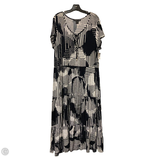 Dress Casual Midi By Michael Tyler Collection In Blue & White, Size: L