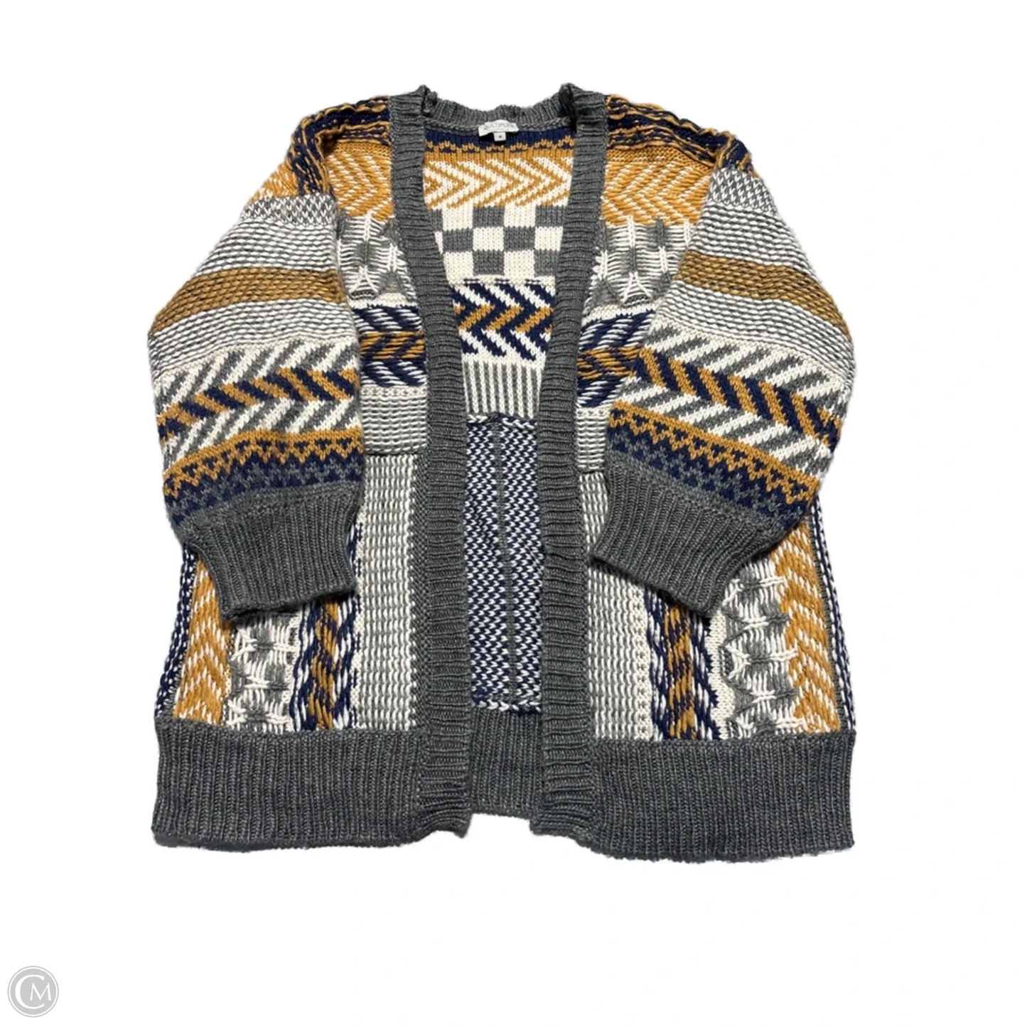 Sweater By Multiples In Grey & Yellow, Size: M