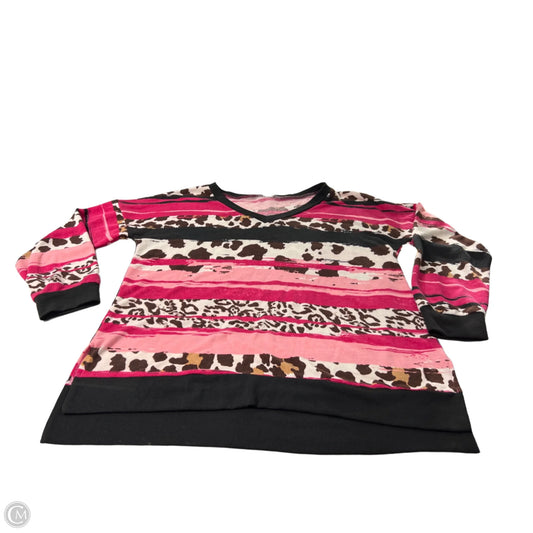 Top Long Sleeve By Sew In Love In Black & Pink, Size: S