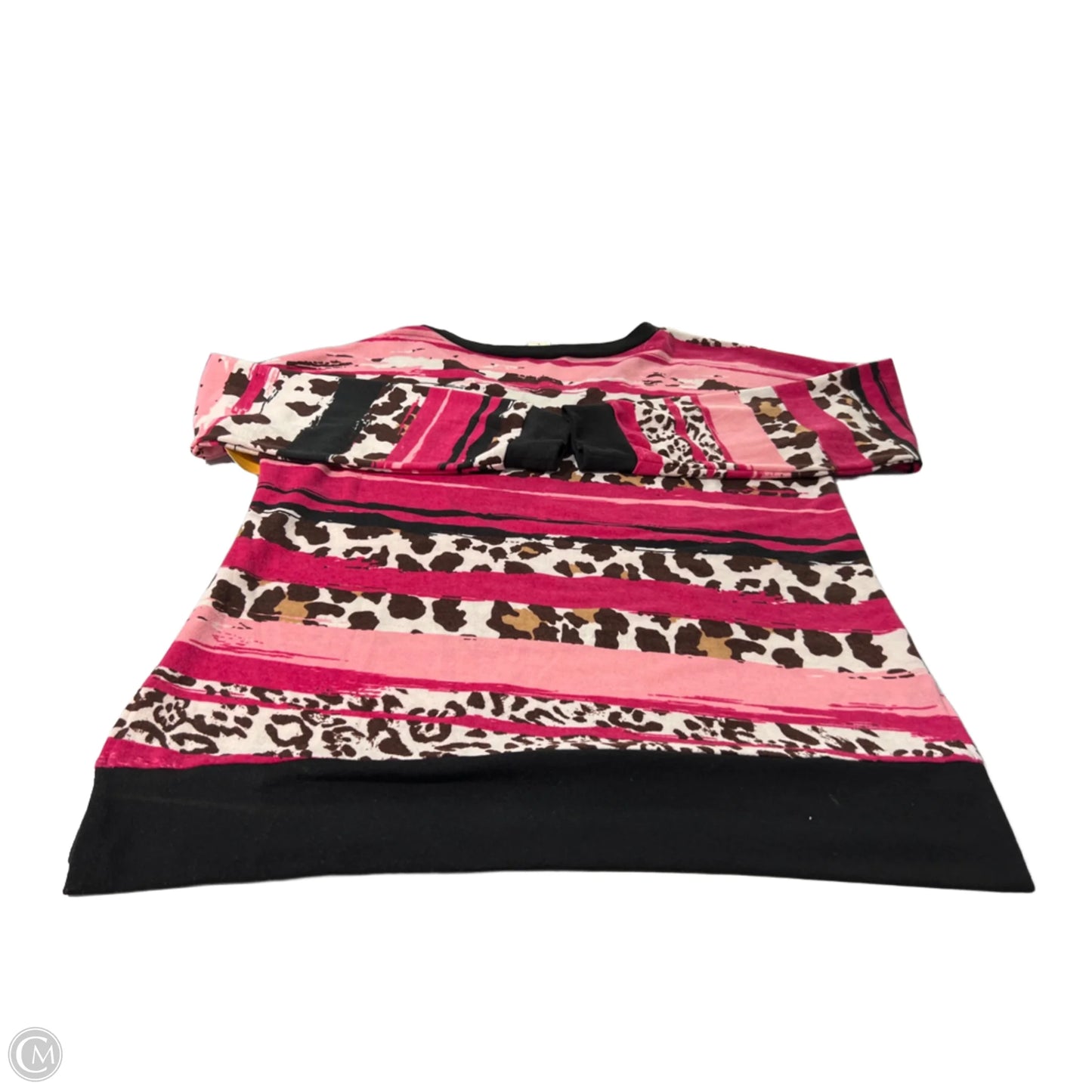 Top Long Sleeve By Sew In Love In Black & Pink, Size: S