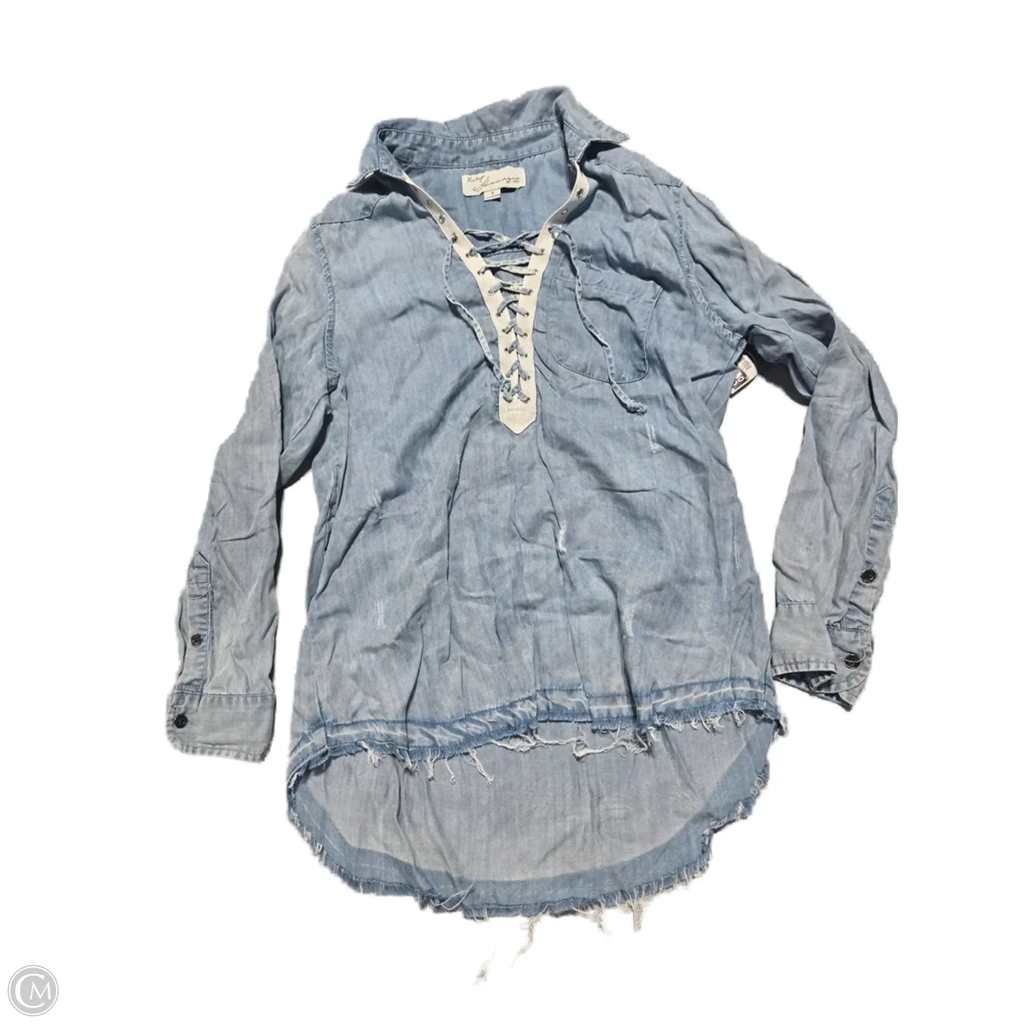 Top Long Sleeve By Vintage Havana In Blue Denim, Size: S