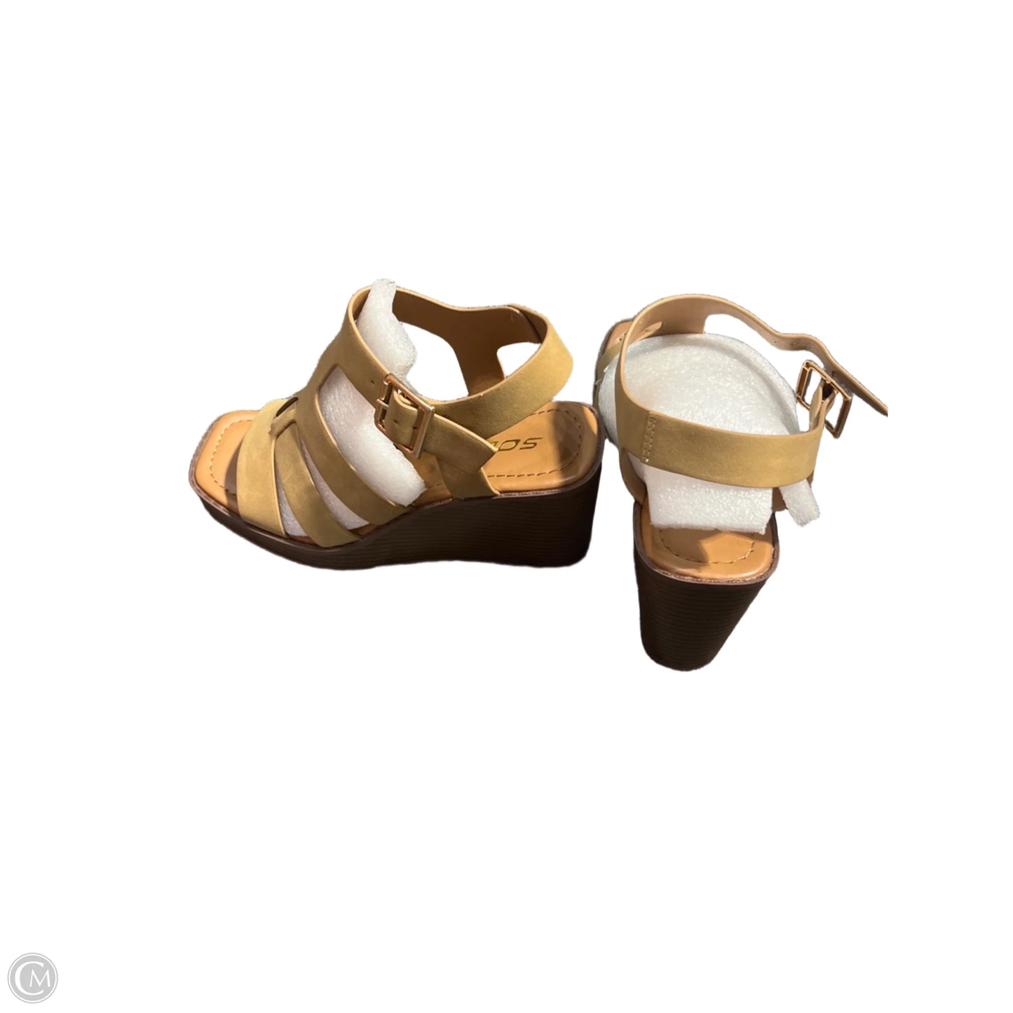 Sandals Heels Wedge By Soda In Brown, Size: 6
