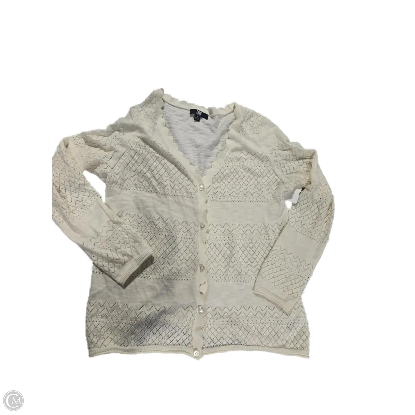 Sweater Cardigan Designer By Frye In Cream, Size: M