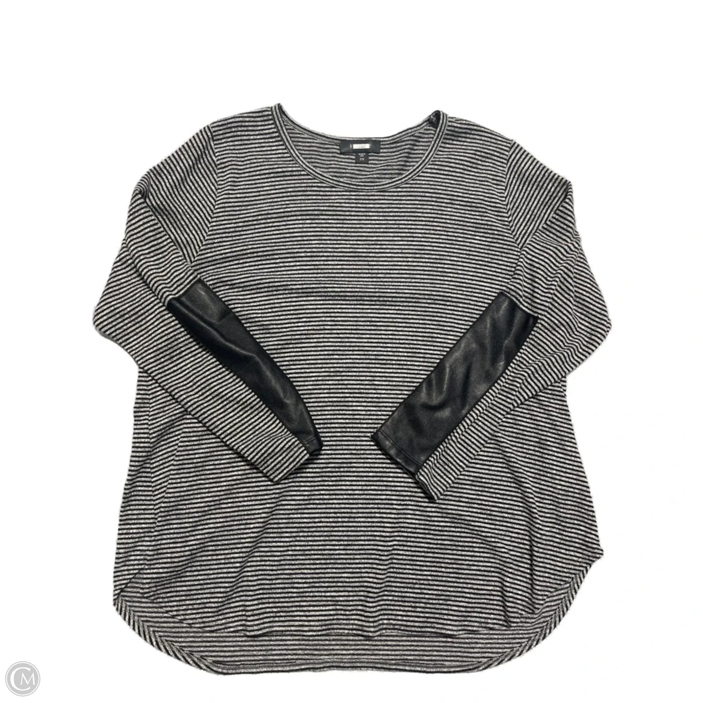 Top Long Sleeve By Karen Kane In Black & Grey, Size: 2x