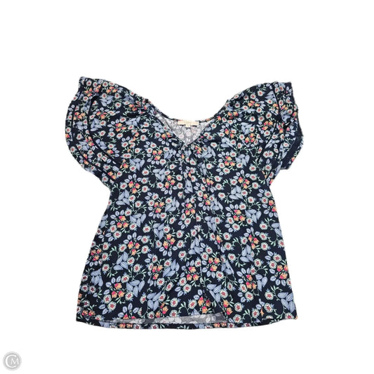 Blouse Short Sleeve By Loft In Blue, Size: L