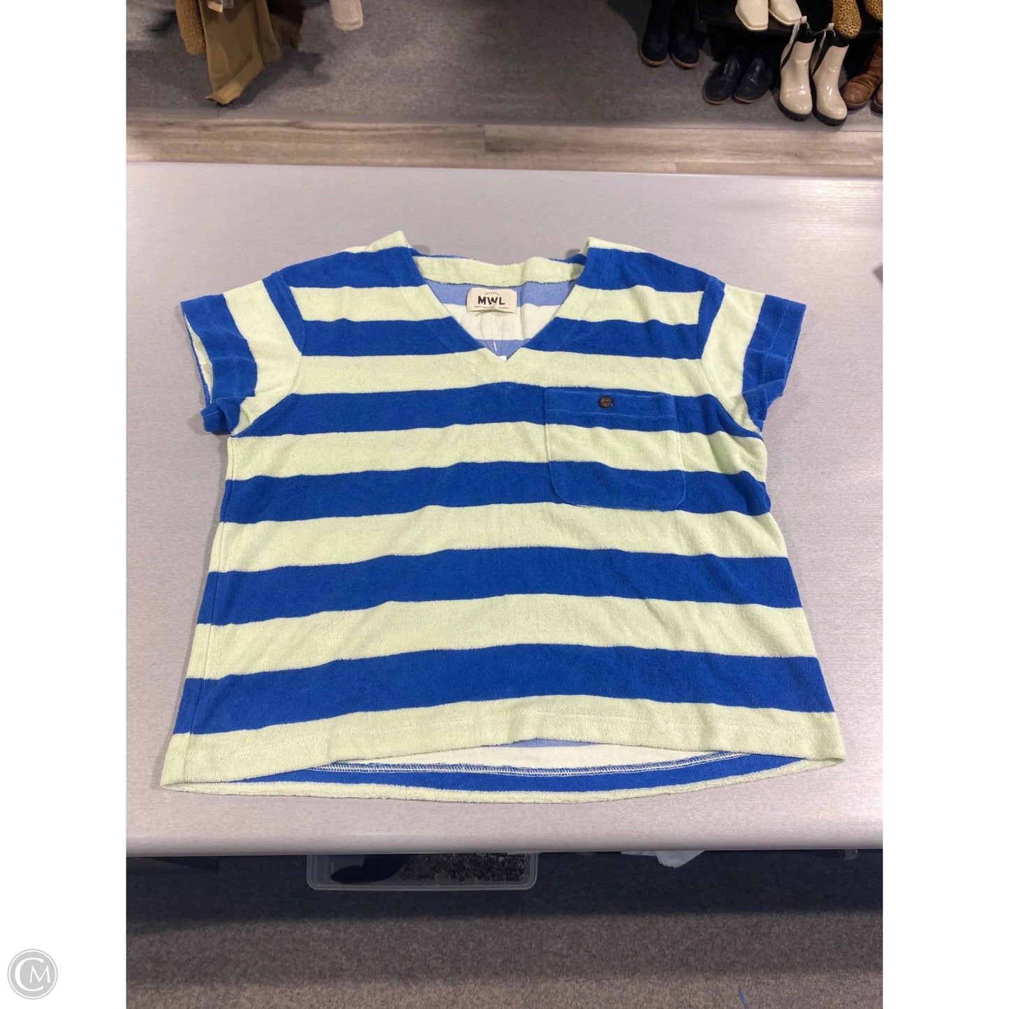 Top Short Sleeve By Madewell In Striped Pattern, Size: S